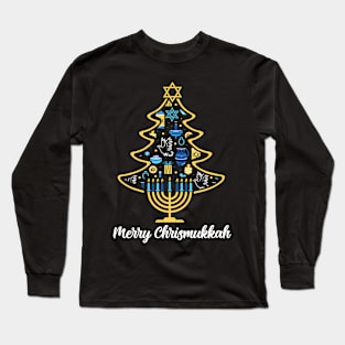 Merry Chrismukkah Christmas Tree Hanukkah Chanukah Jewish Long Sleeve T-Shirt